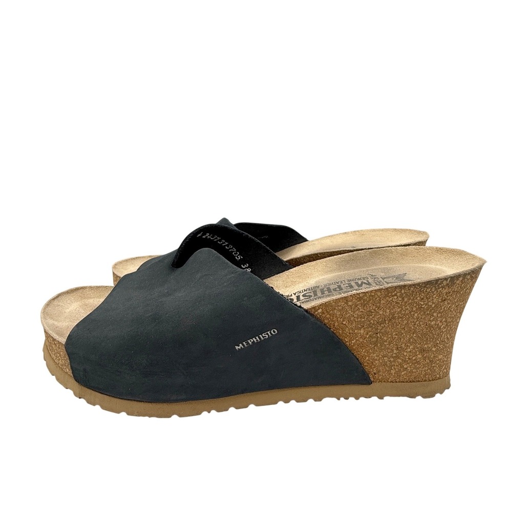Mephisto Lisane Wedge Sandals Size 38 Navy Suede Cork Sole Everyday Comfort US 8 - Picture 5 of 8